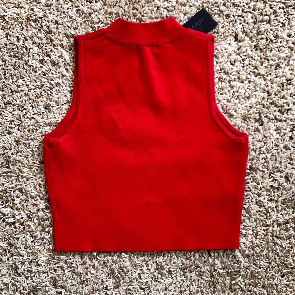CARMAR Mock Neck Sleeveless Cropped Ribbed Sweater - Picture 6 of 6